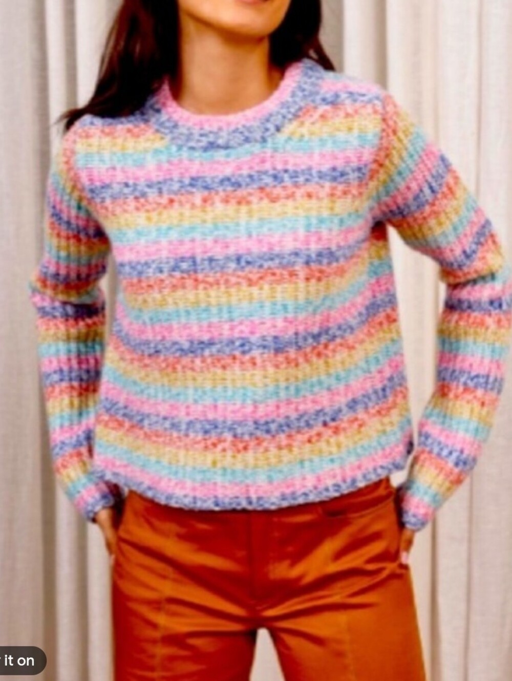 Philosphy Rainbow Stripe Crop Sweater
